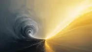Bene e male. Evolvere o tornare indietro Divisione tra luce dorata e vortice oscuro che si incontrano in un punto centrale, simbolo di scelta tra evoluzione e regressione