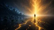 FIgura che imbocca la strada luminosa dopo aver imparato dall'oscurità